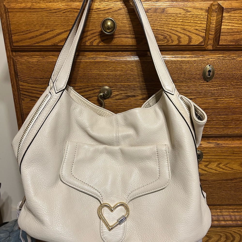 Cream Leather Shoulder Bag